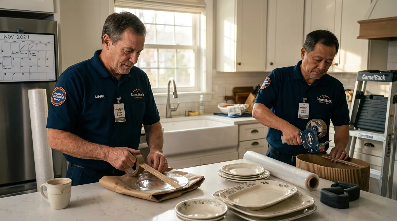 Professional crew packing kitchen dishware in Malvern, AR